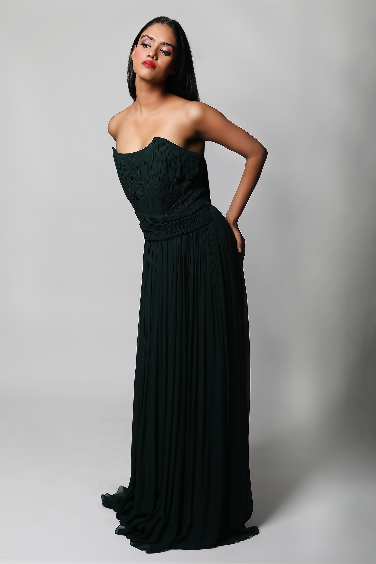 Corset Criss Cross Draped Gown