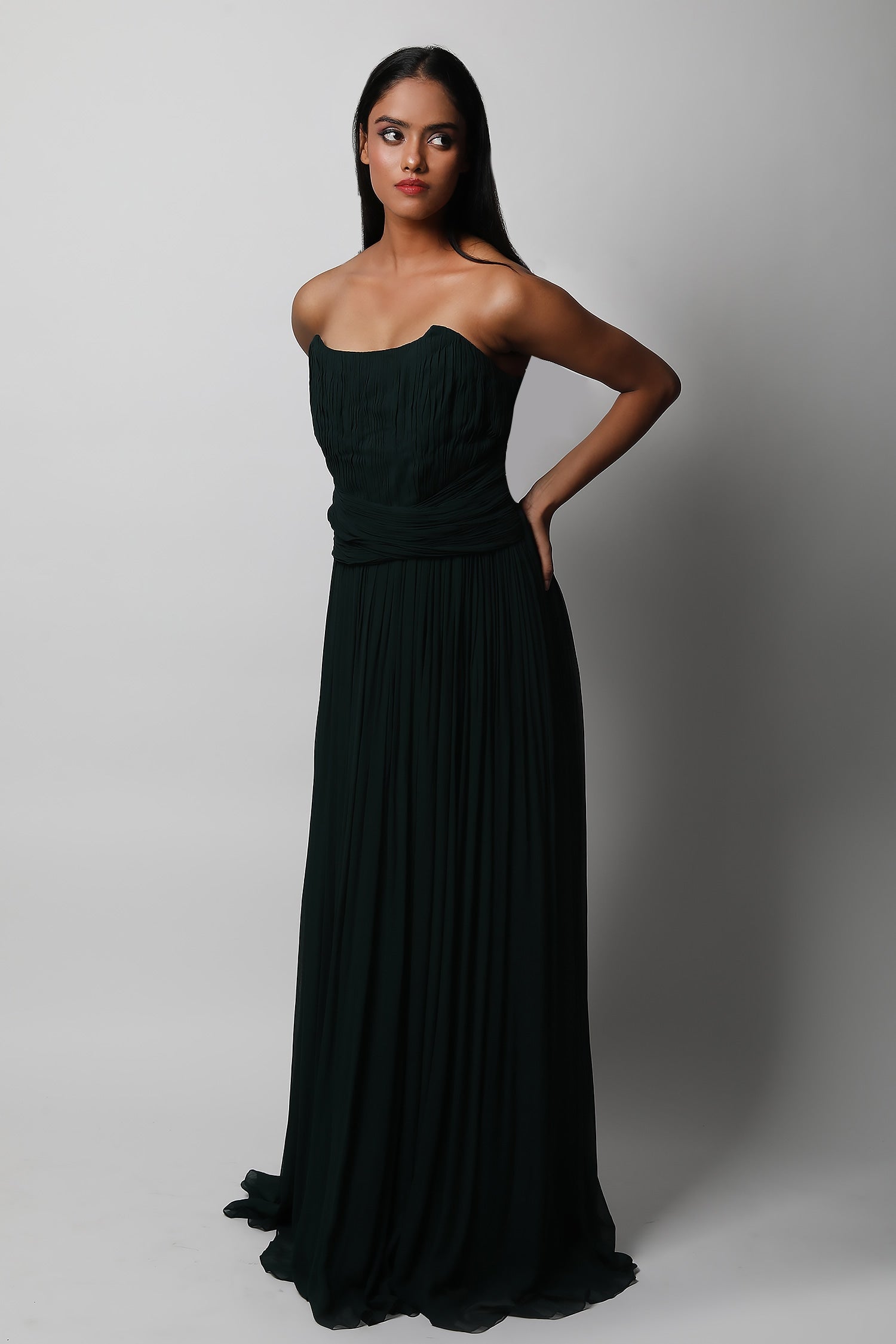 Corset Criss Cross Draped Gown