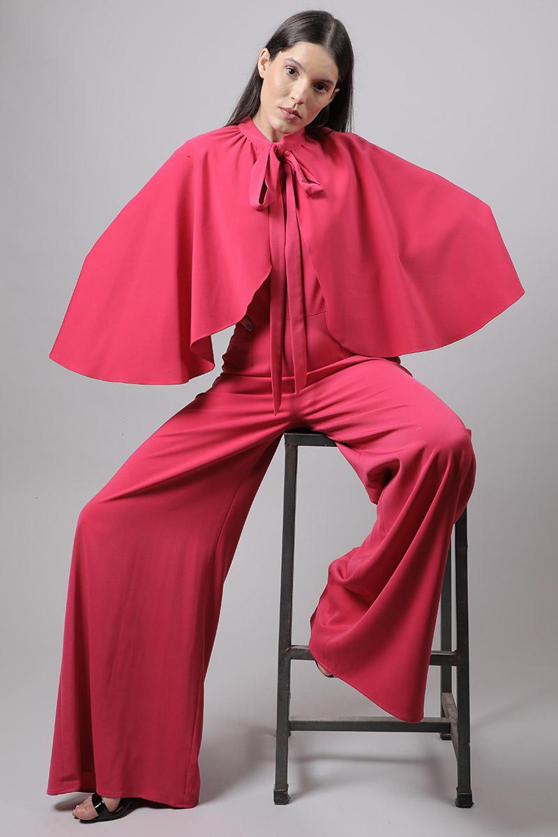 Scarf Collar Cape Jumpsuit