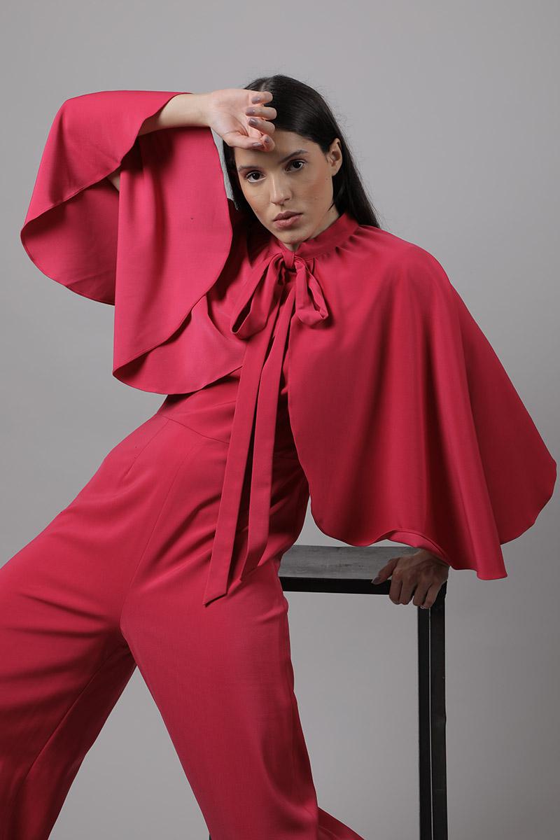 Scarf Collar Cape Jumpsuit