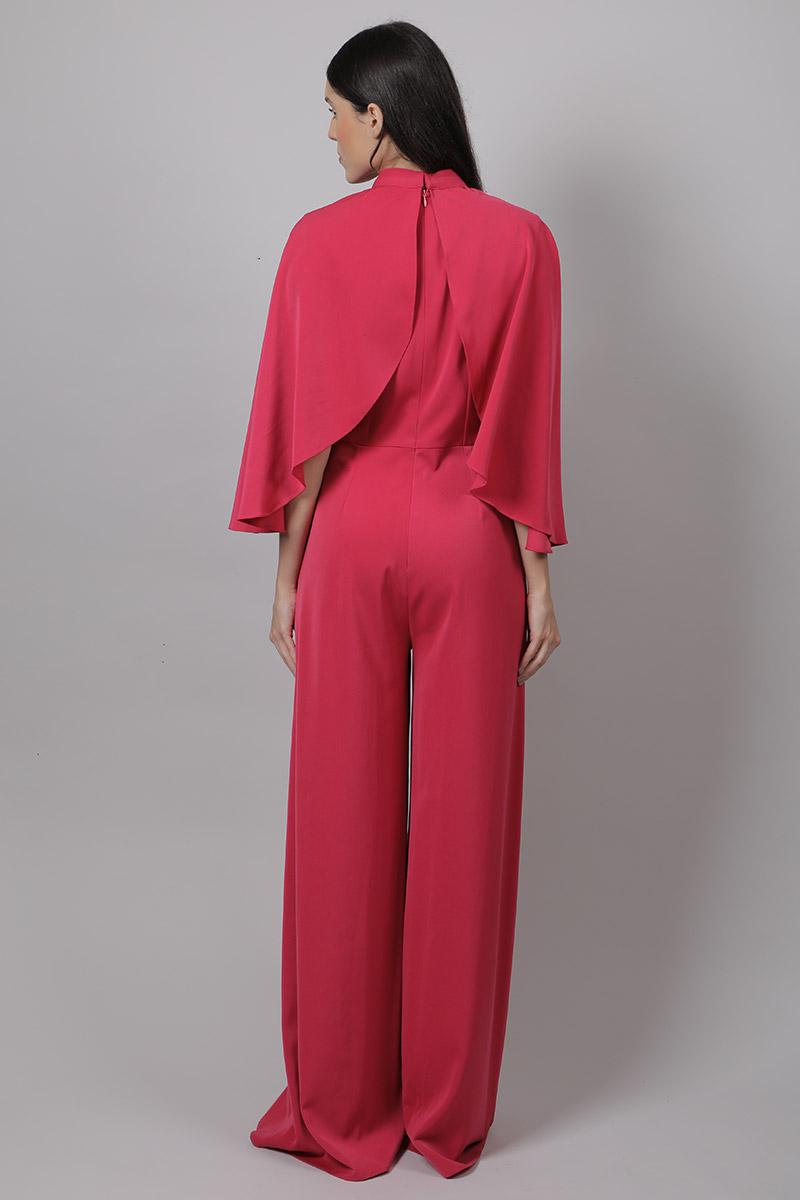 Scarf Collar Cape Jumpsuit