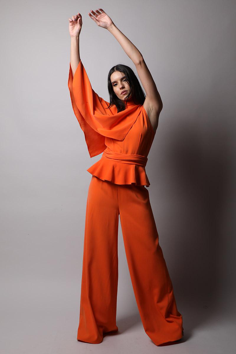 Jumpsuit With Cape & Peplum