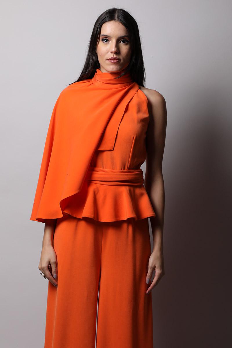 Jumpsuit With Cape & Peplum