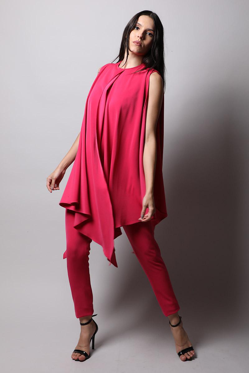 Round Neck Jumpsuit With Drapes