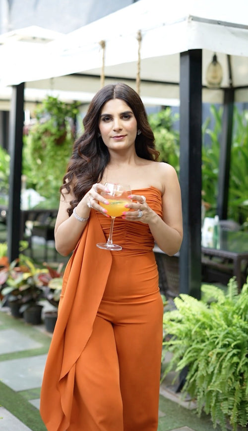 Corseted Jumpsuit with Drape