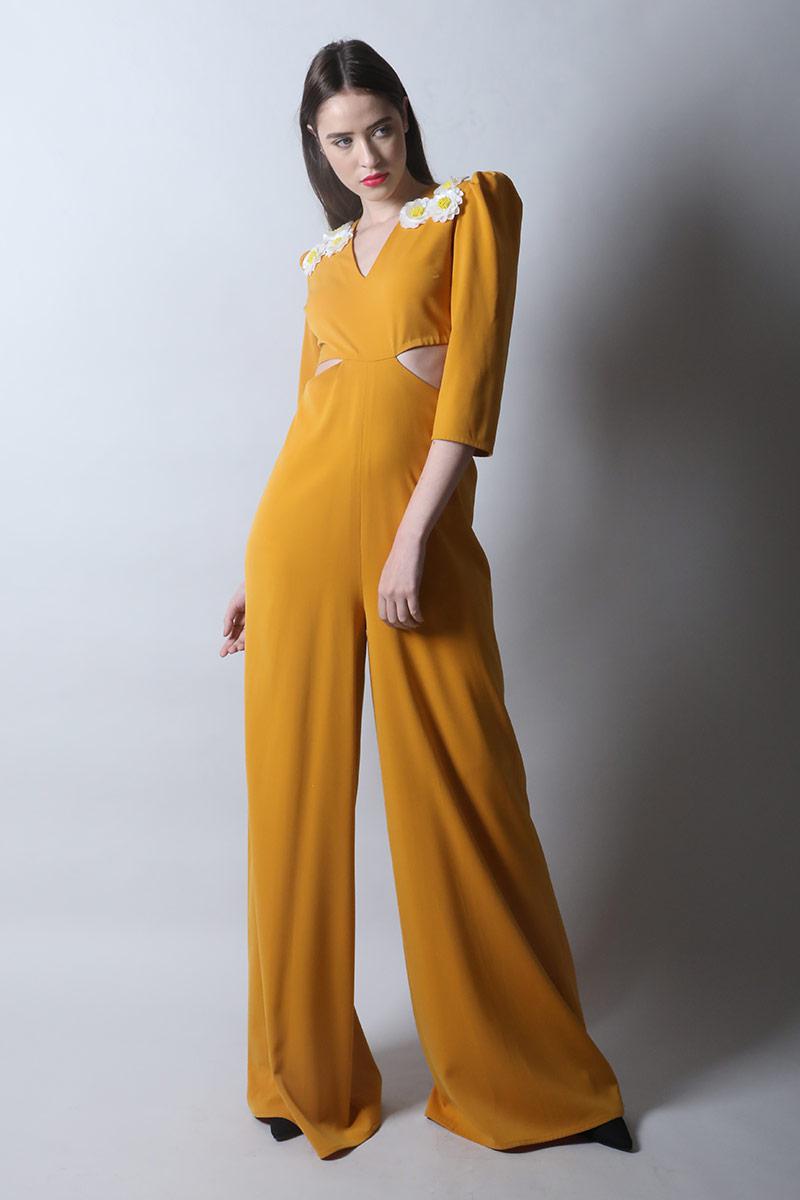 Cut Out Jumpsuit With Flowers
