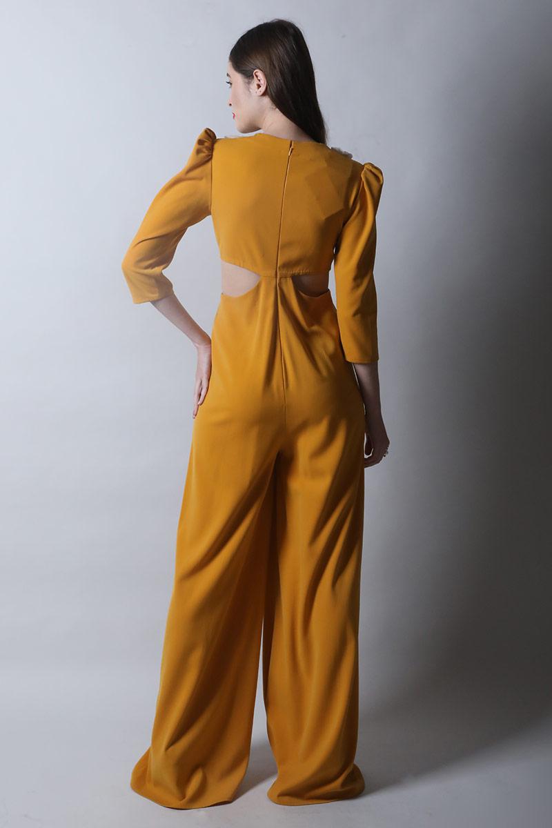 Cut Out Jumpsuit With Flowers