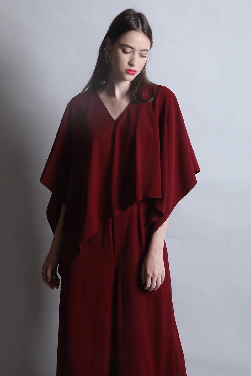 Jumpsuit with Asymmetric Cape