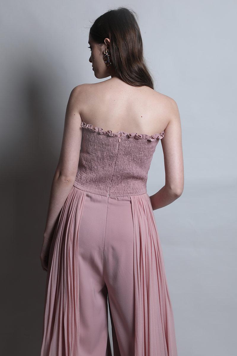 Smocked Body Jumpsuit With Drapes