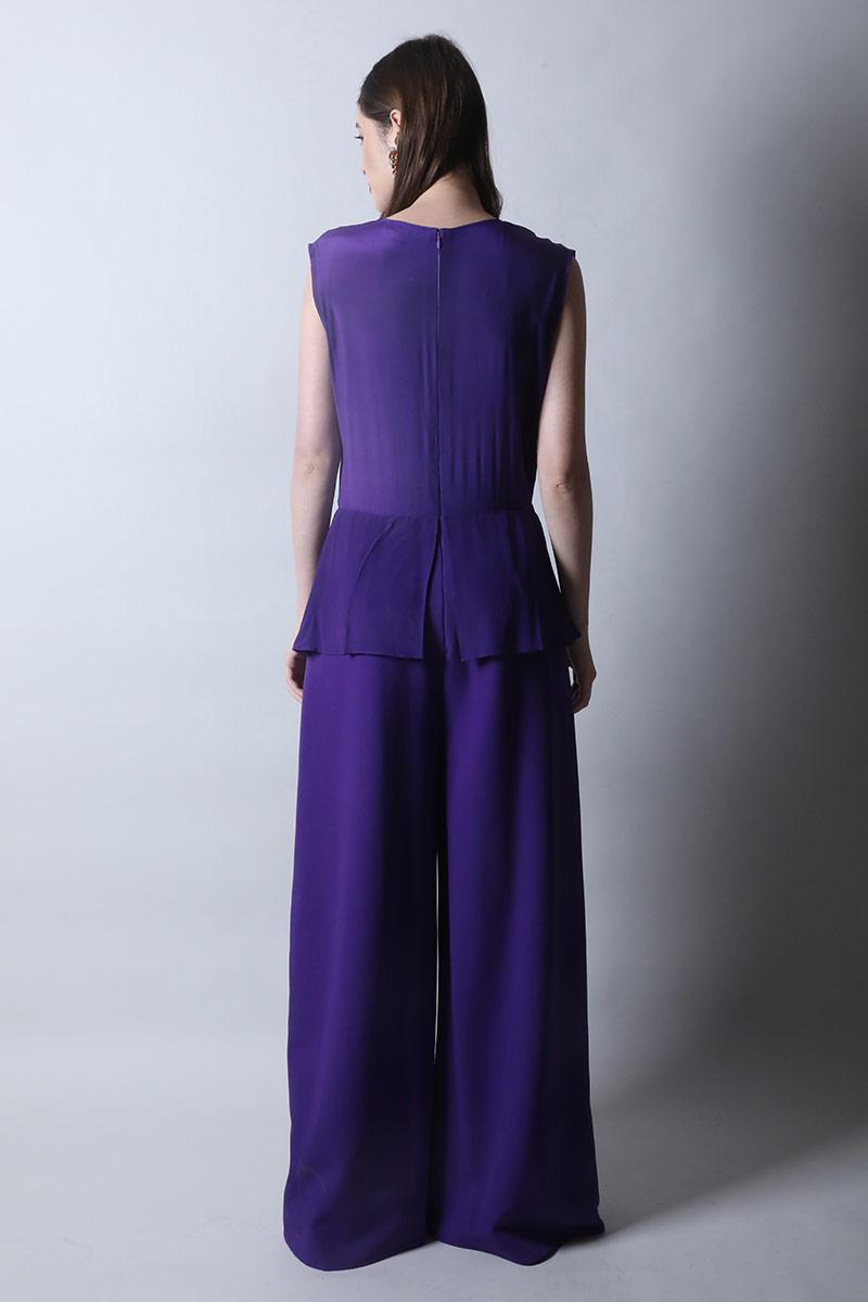 Coat Collar Jumpsuit with Peplum