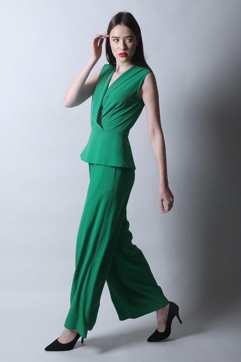 Coat Collar Jumpsuit with Peplum