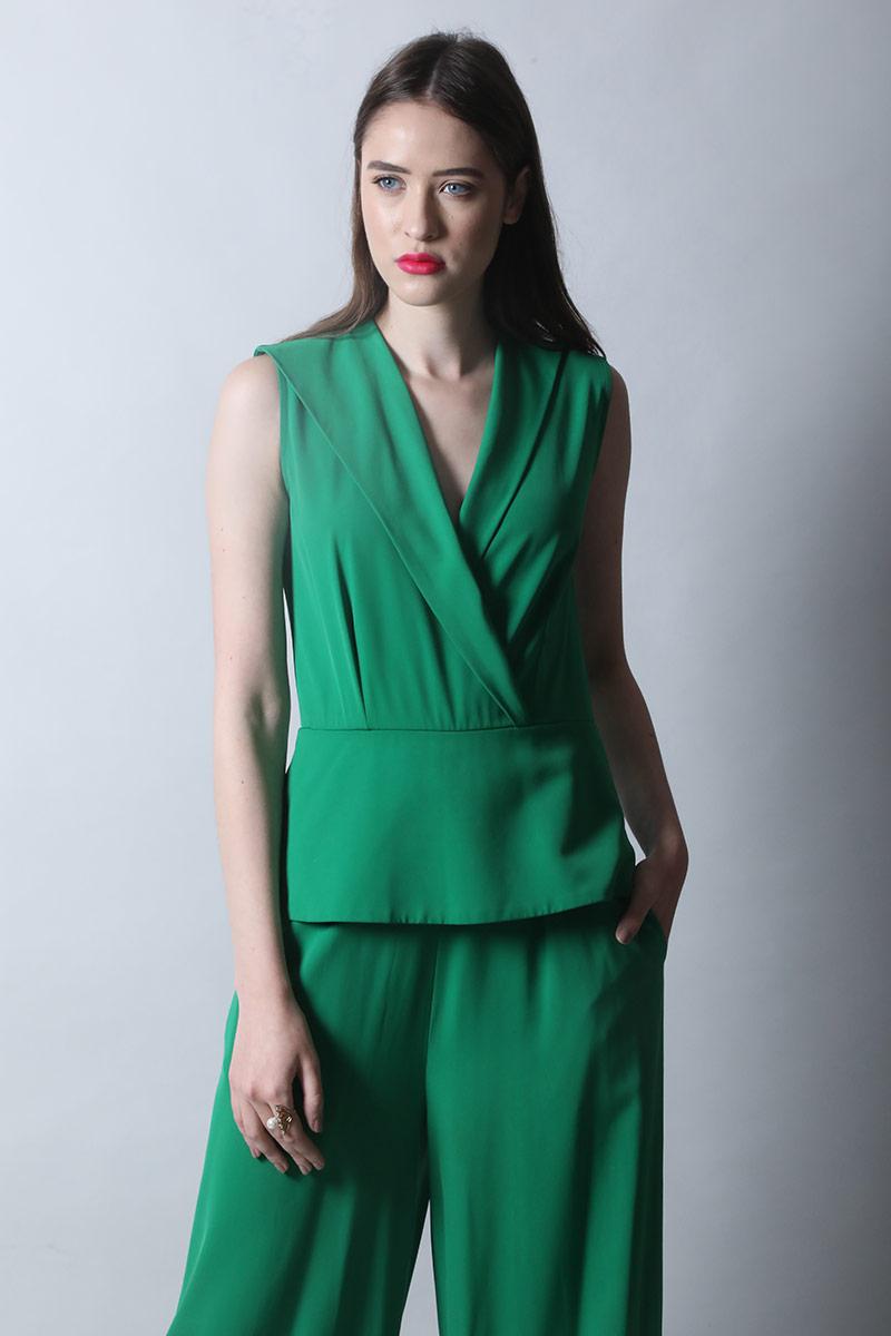 Coat Collar Jumpsuit with Peplum