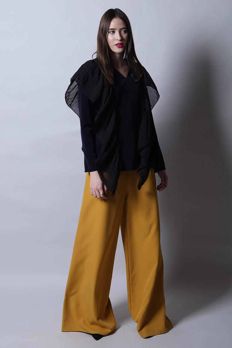 V Neck Full Sleeves Top With Ruffles