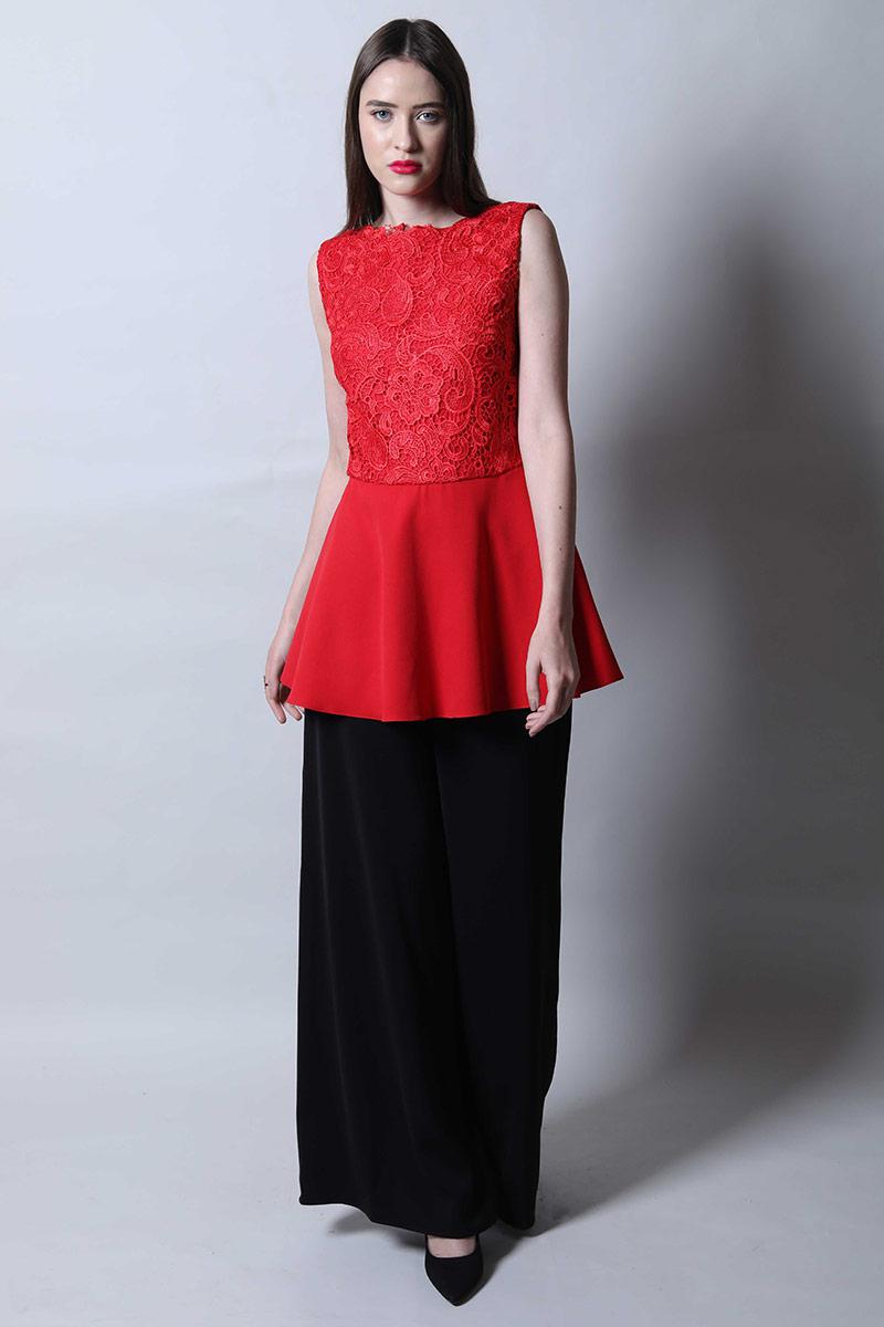 Guipure Lace Peplum Top