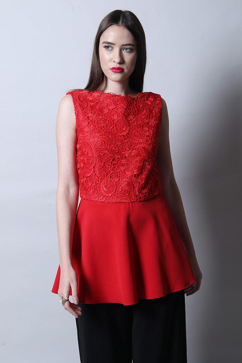 Guipure Lace Peplum Top