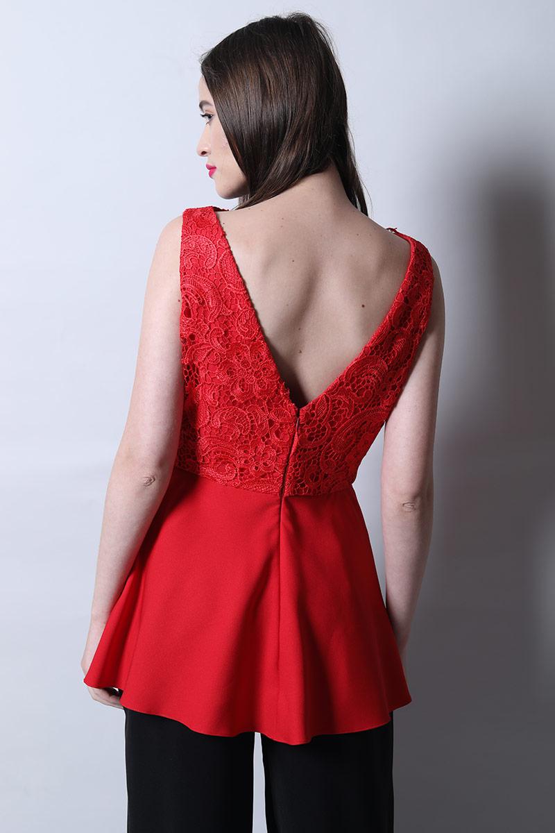 Guipure Lace Peplum Top