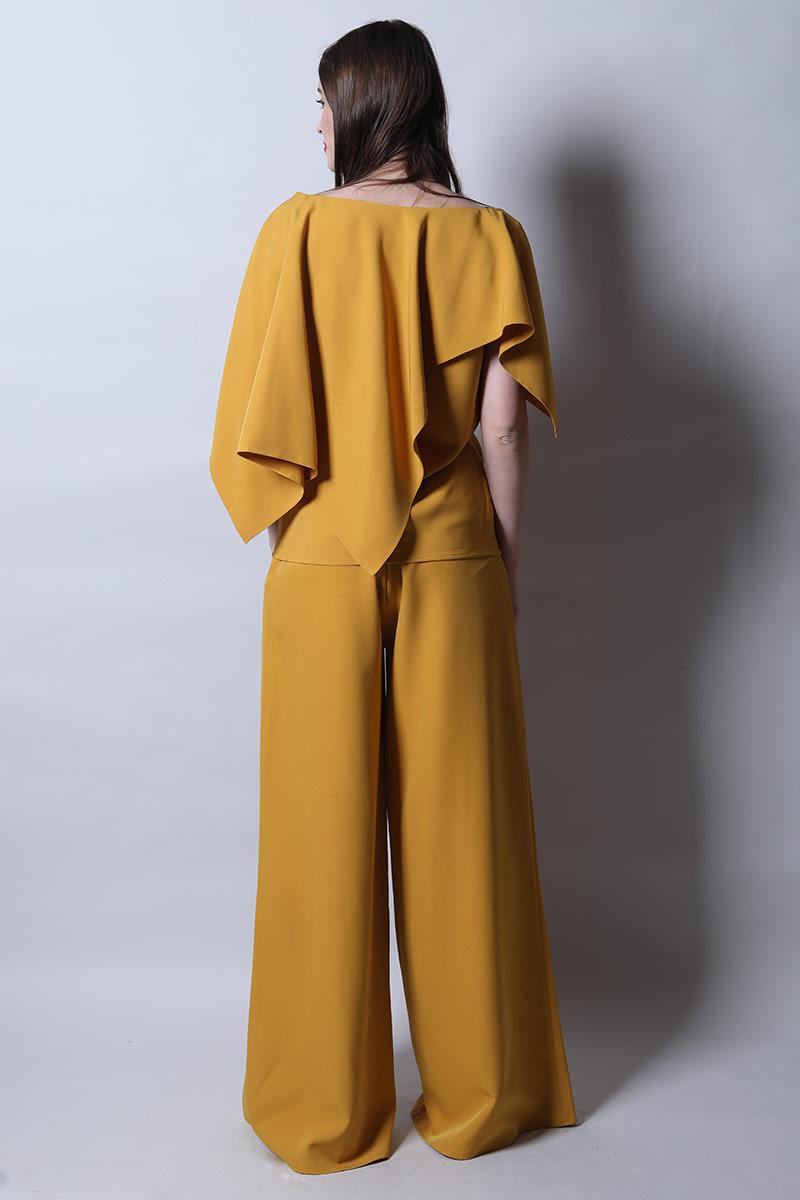 Asymmetric Cape Top & Pants Set