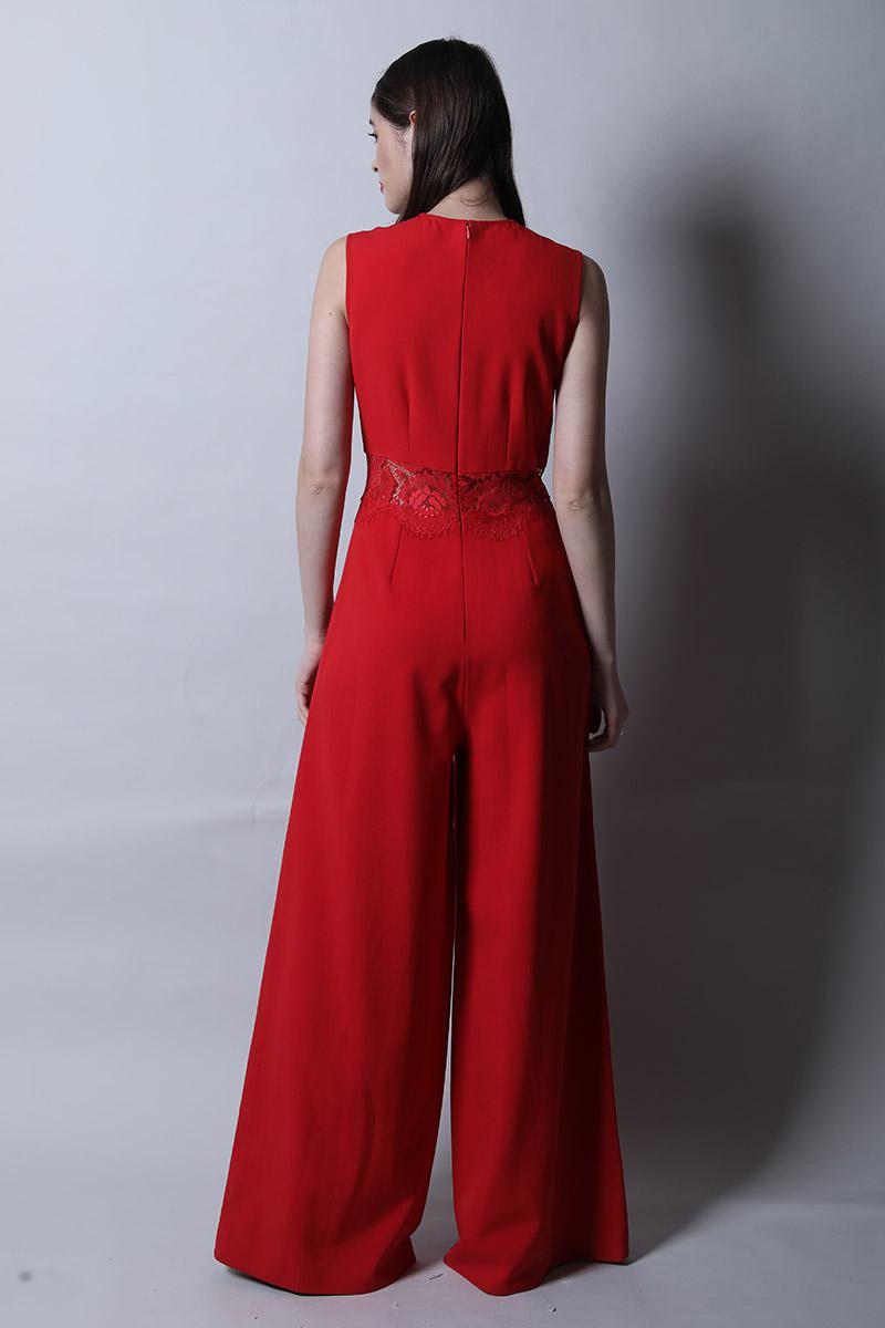 Cut Out Jumpsuit With Lace