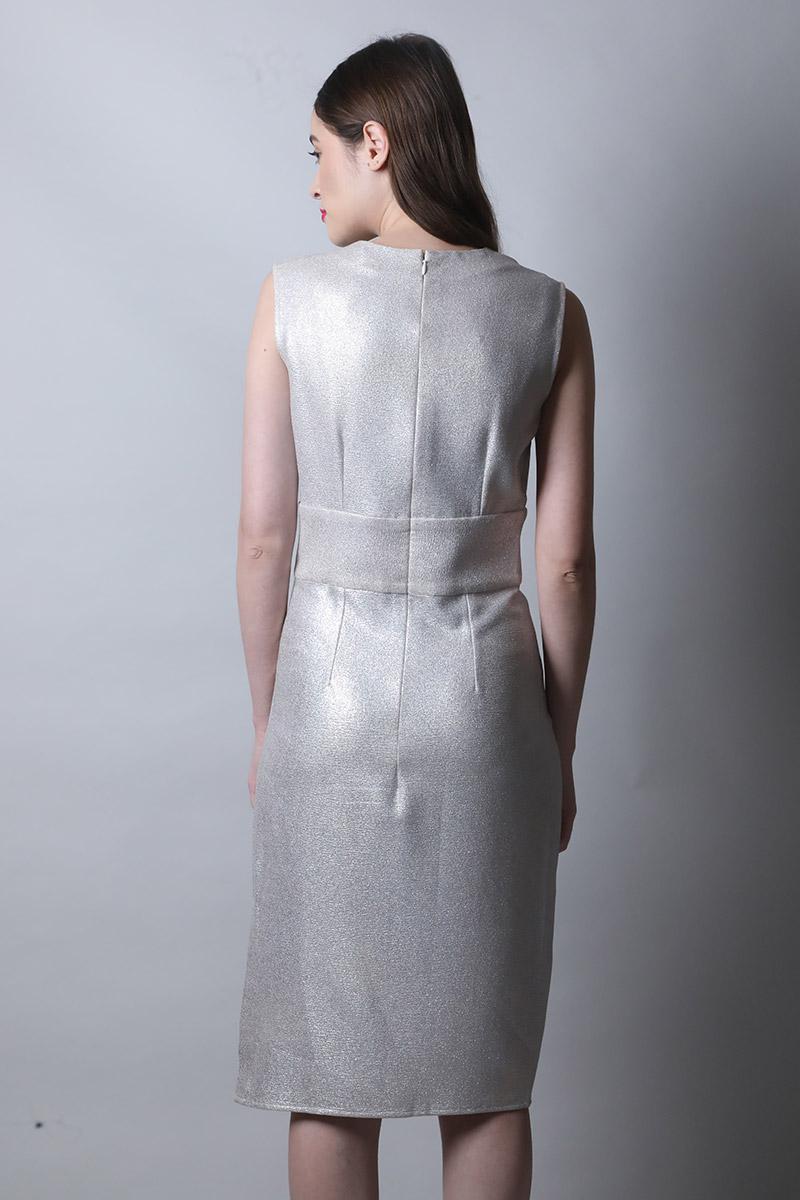 V Overlapping Neck Pencil Dress