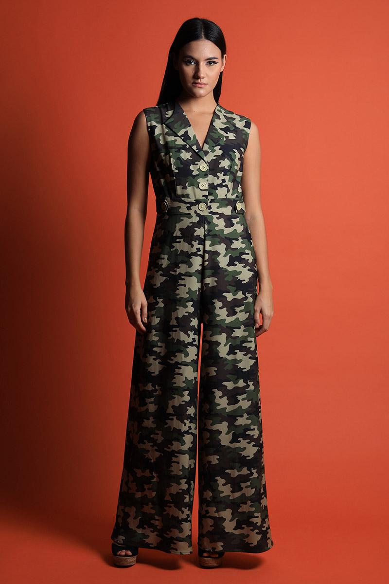 Coat Collar Wide Legged Jumpsuit