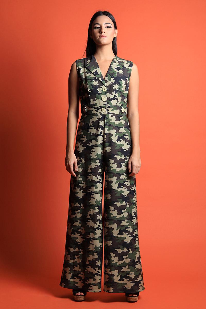 Coat Collar Wide Legged Jumpsuit