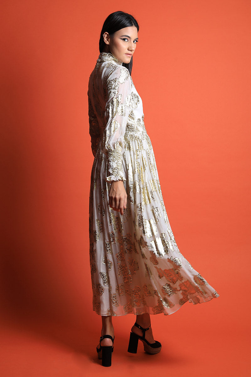 Smocked Detail Fit & Flared Dress