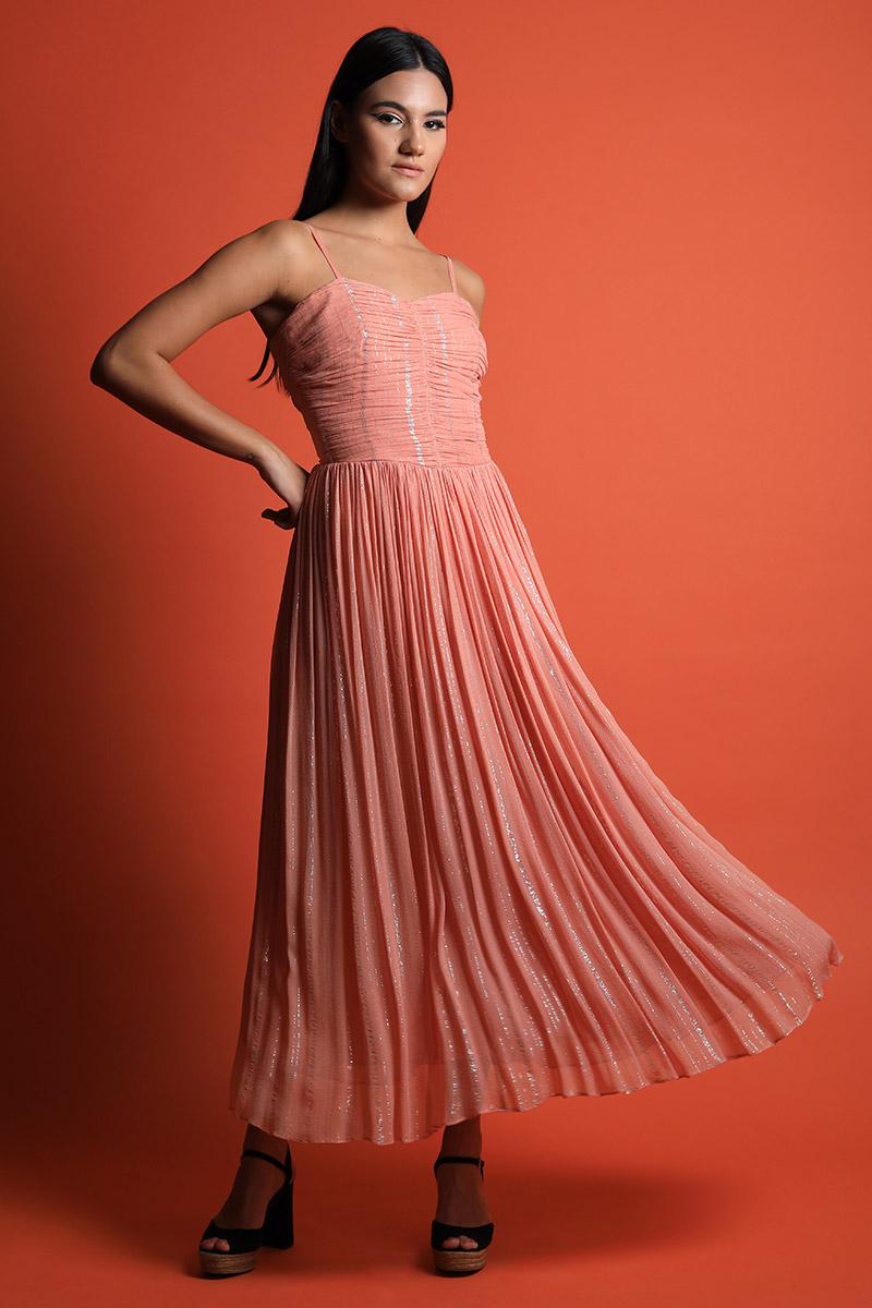 Strappy Ruched Midi Dress