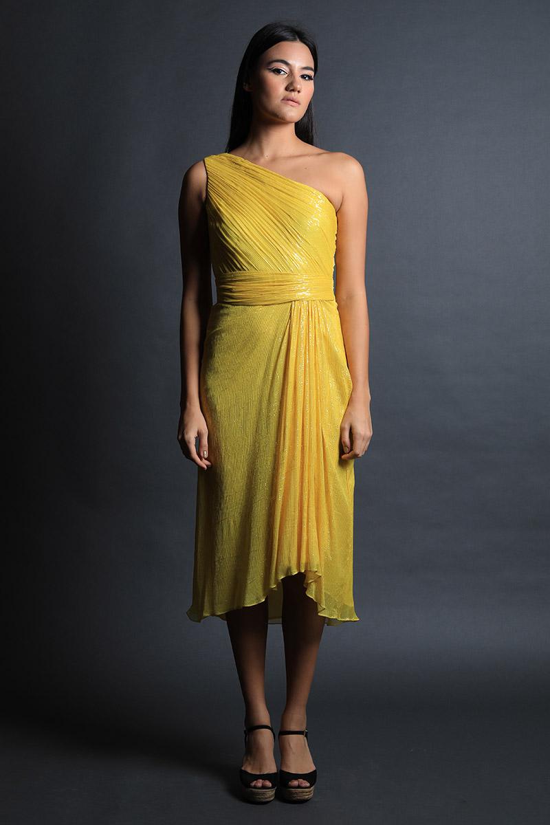 One Shoulder Dress With Asym Hem