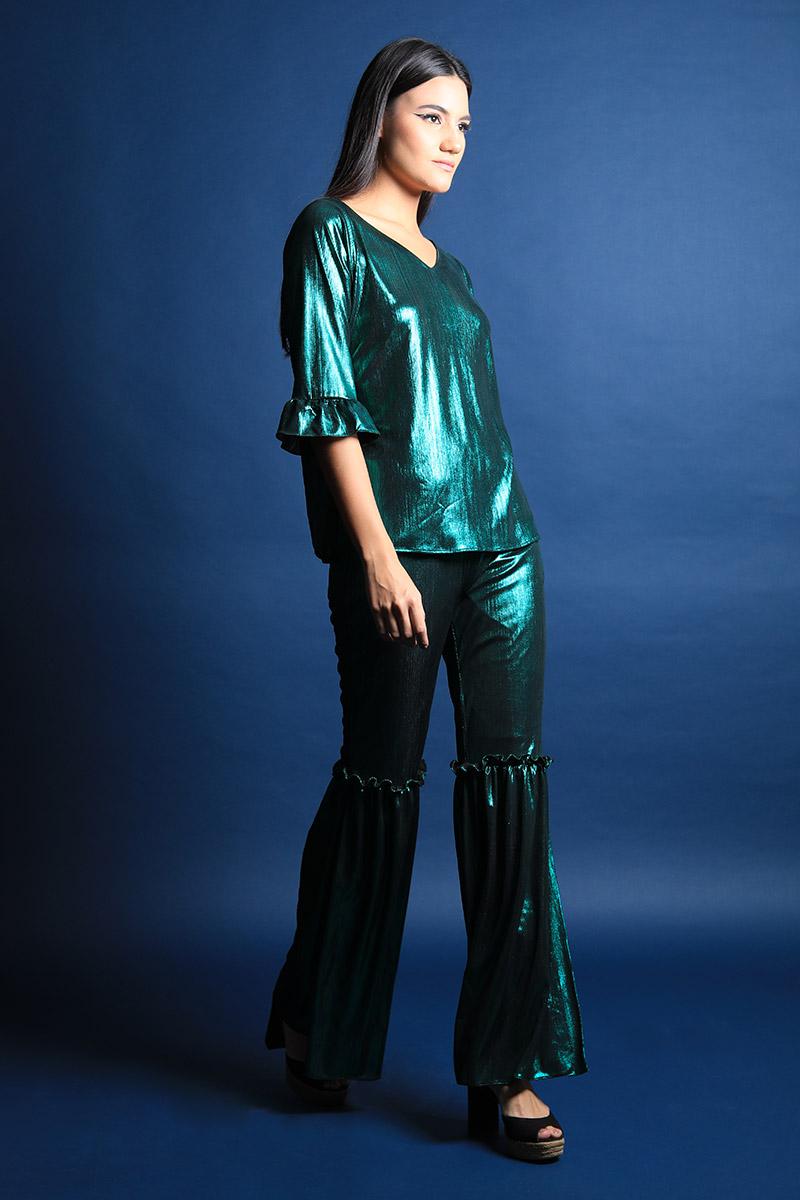 Metallic Top & Pants Set