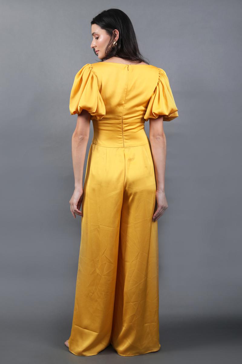 Puffed Sleeves Low Waist Jumpsuit