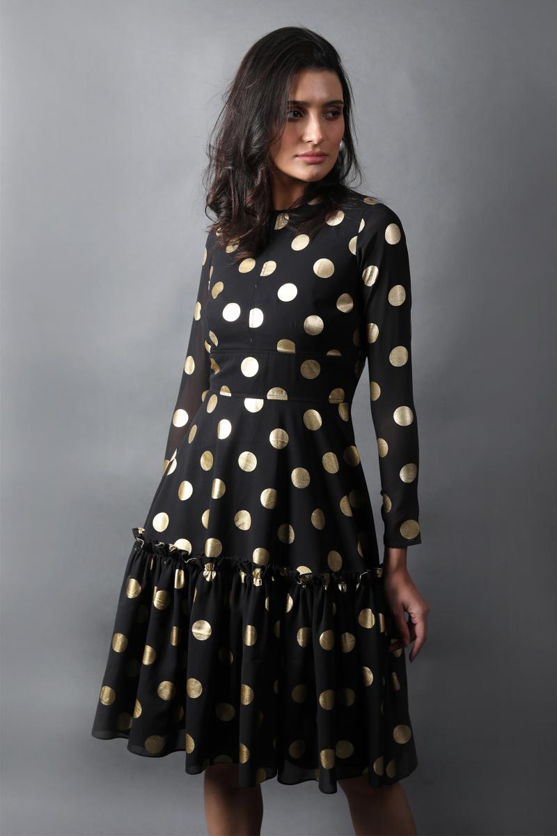 Fit & Flared Full Sleeves Dress