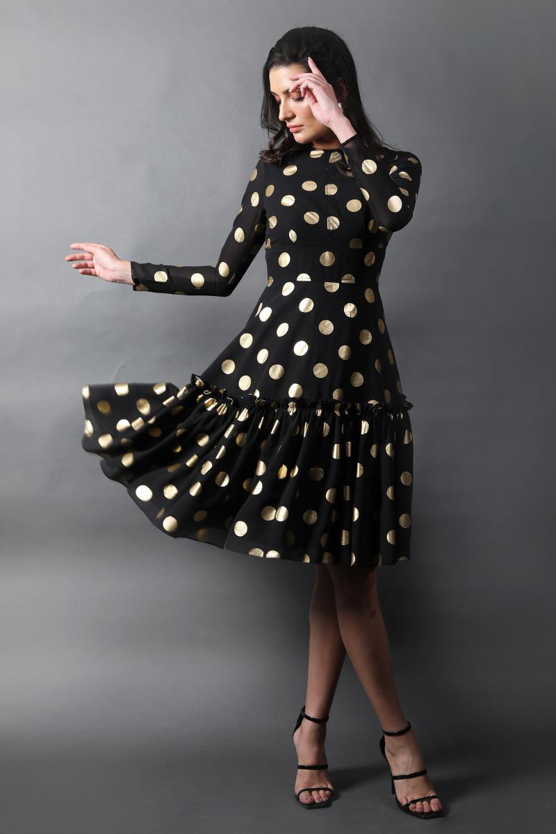 Fit & Flared Full Sleeves Dress