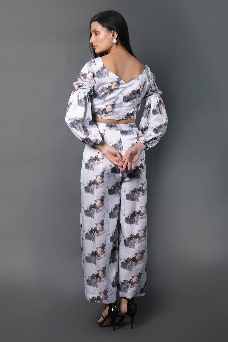 Crop Top Flared Pants Co-ord Set