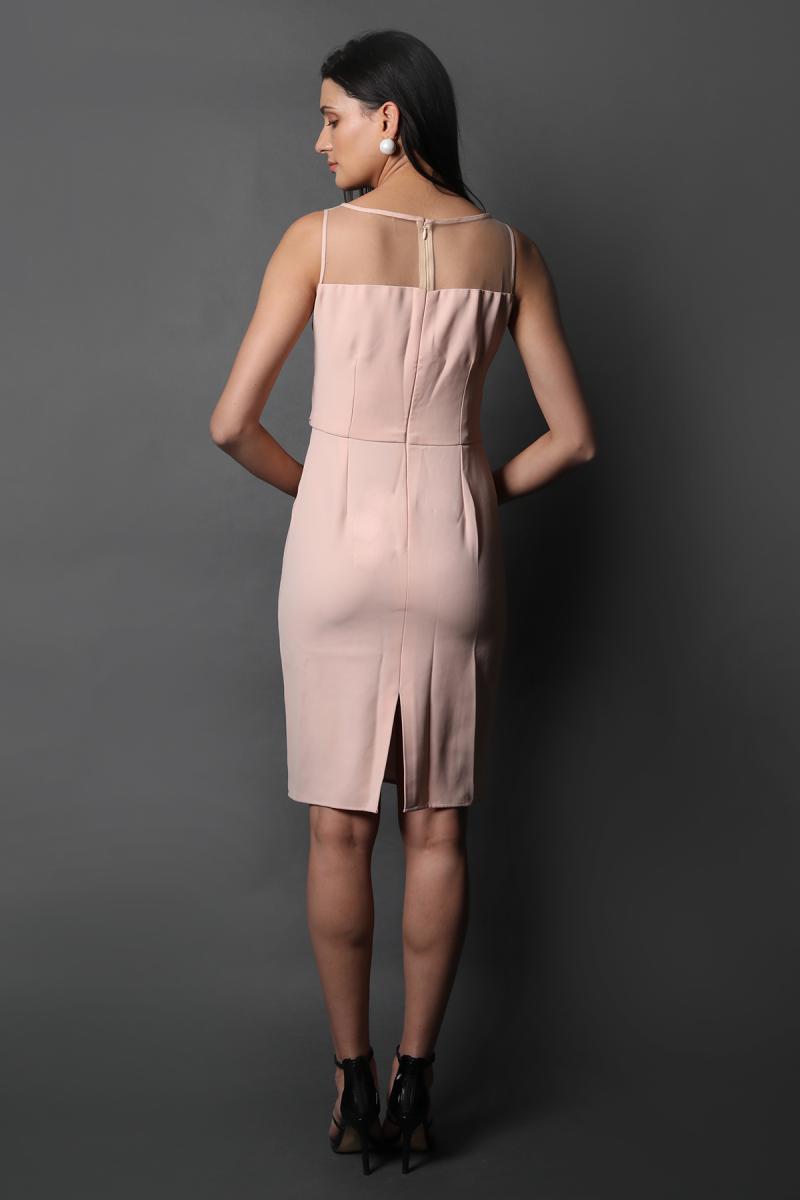 Sheer Neck Panelled Dress