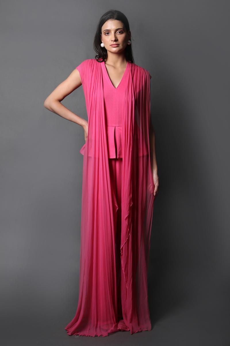 V Neck Jumpsuit With Drapes