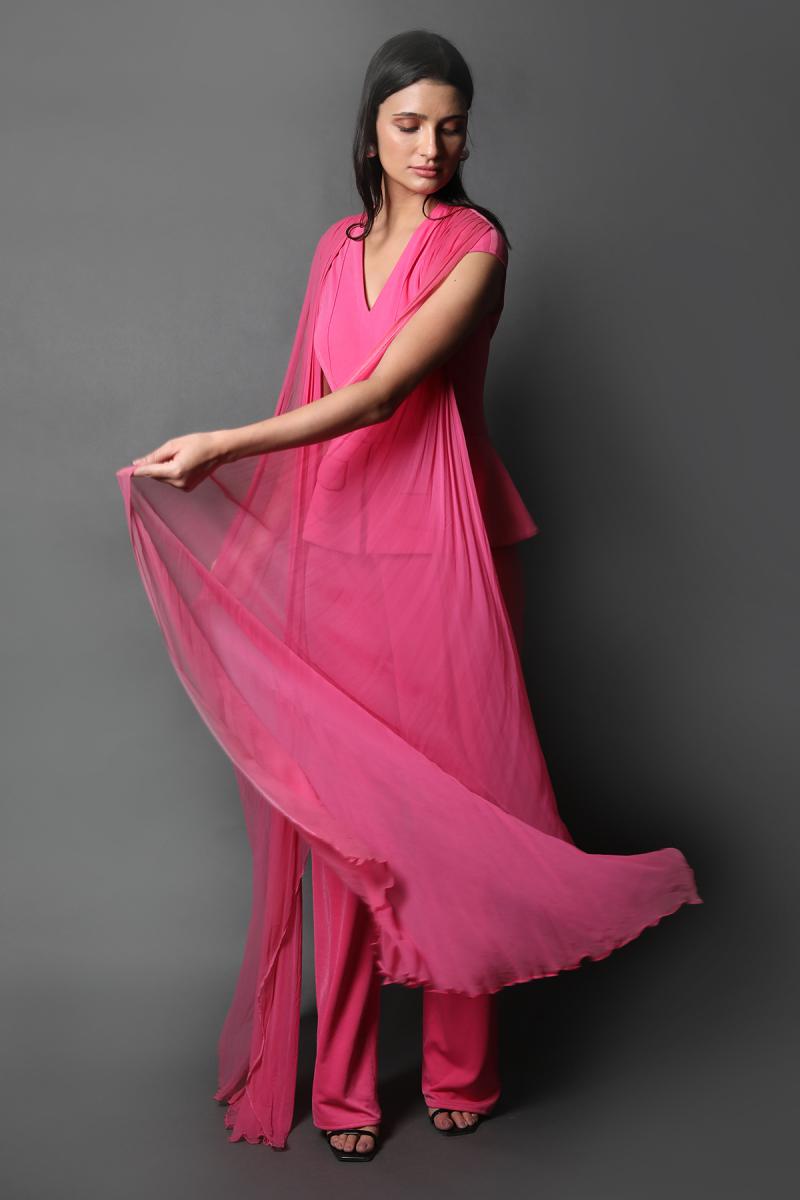 V Neck Jumpsuit With Drapes