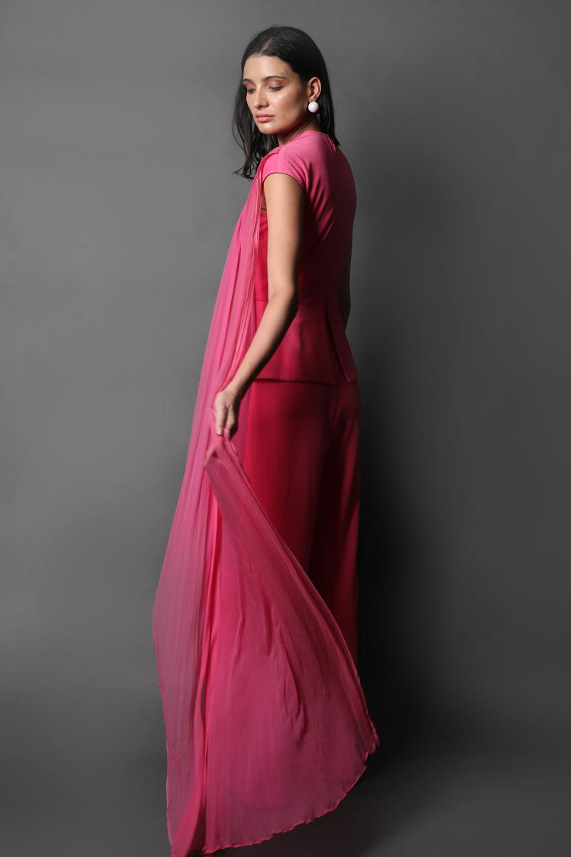 V Neck Jumpsuit With Drapes