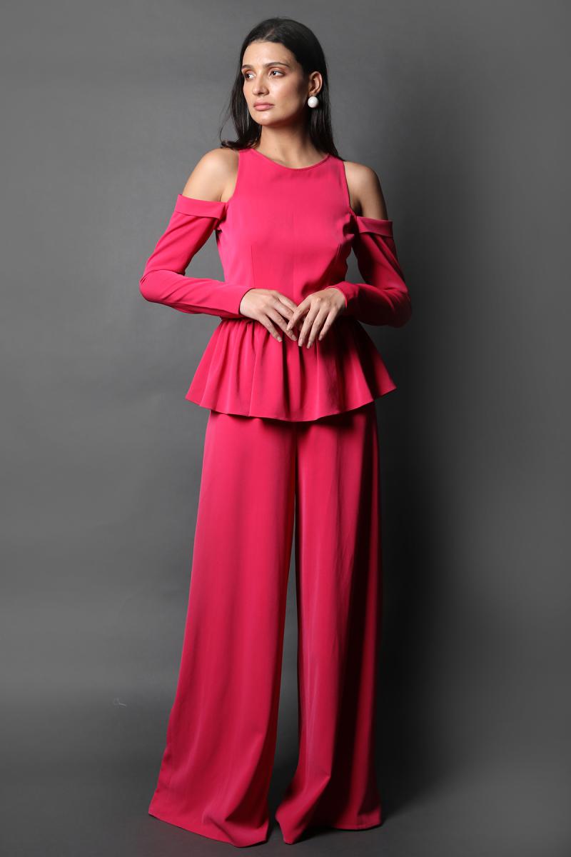 Halter Neck Cold Shoulder Jumpsuit