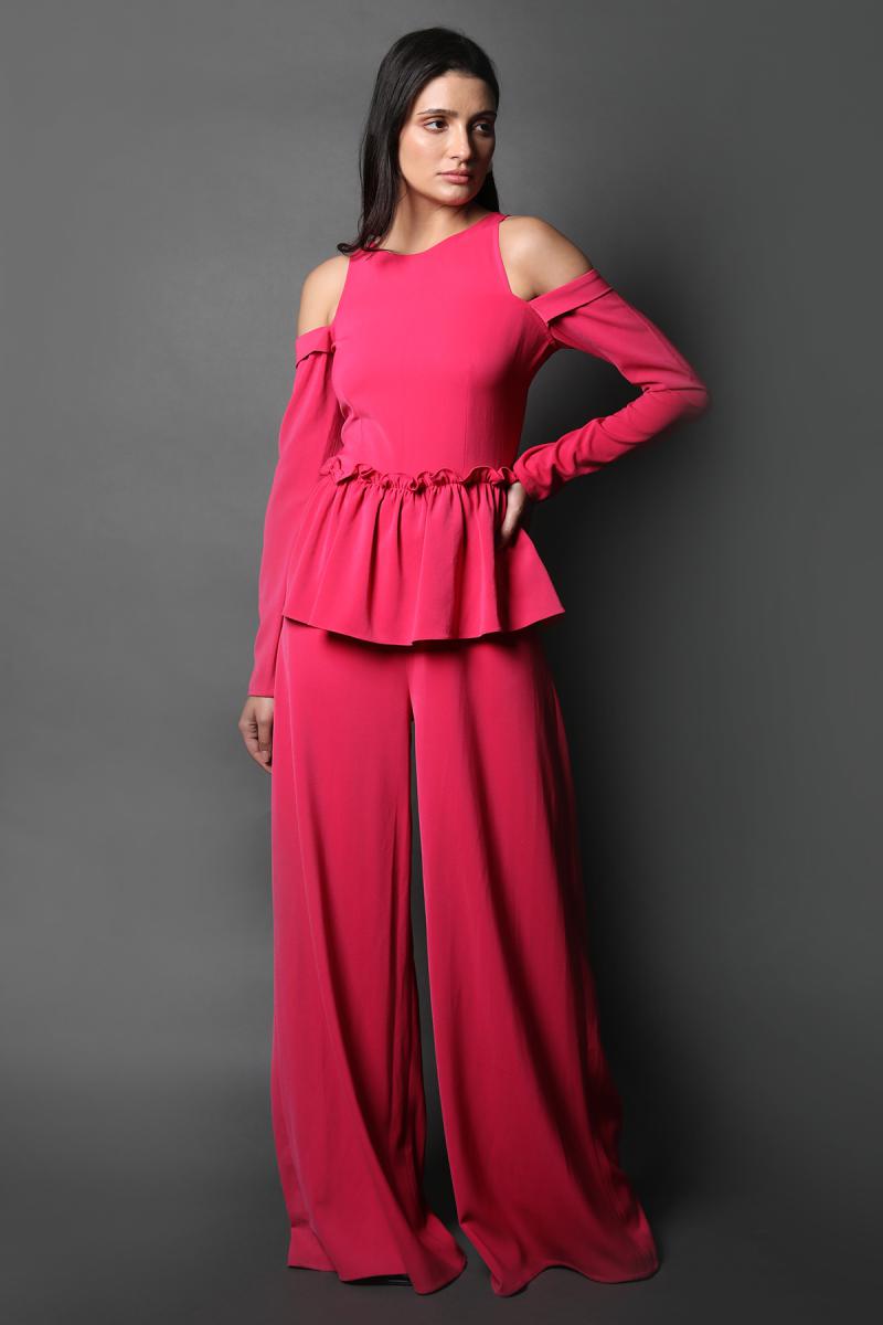 Halter Neck Cold Shoulder Jumpsuit