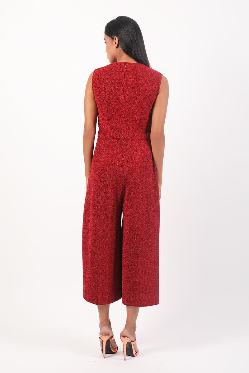 V Neck Criss Cross Drape Culottes
