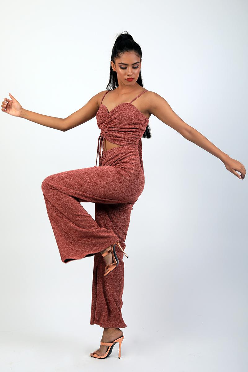Strappy Jewel Neck With Front Cutout Jumpsuit