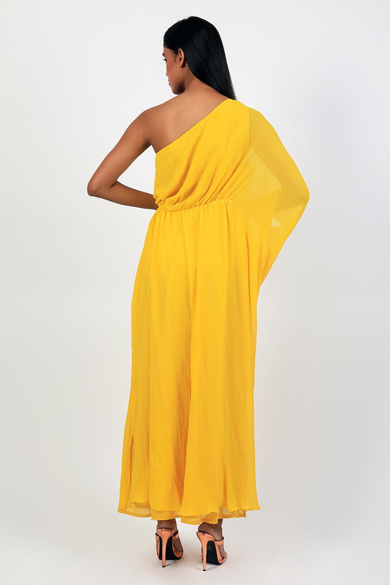 One Shoulder Kaftan Drape Dress