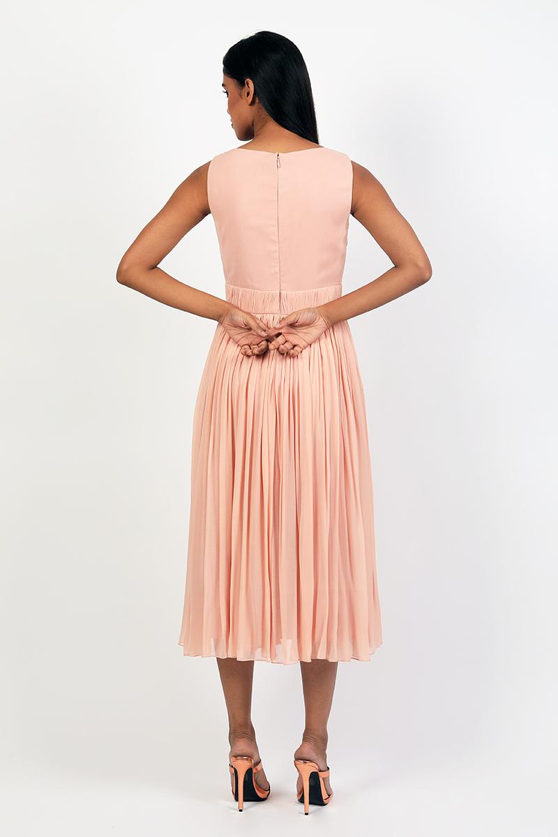 Overlapping Neckline Draped Dress