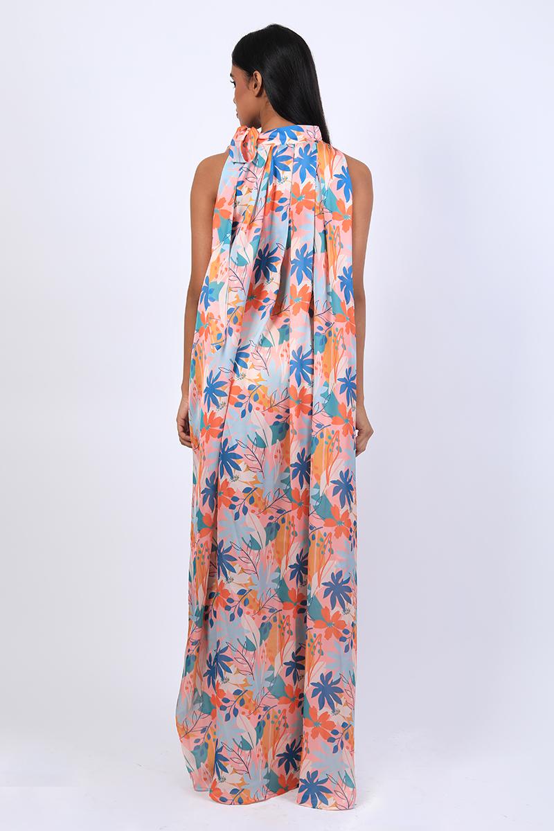 Band Collar Maxi Dress