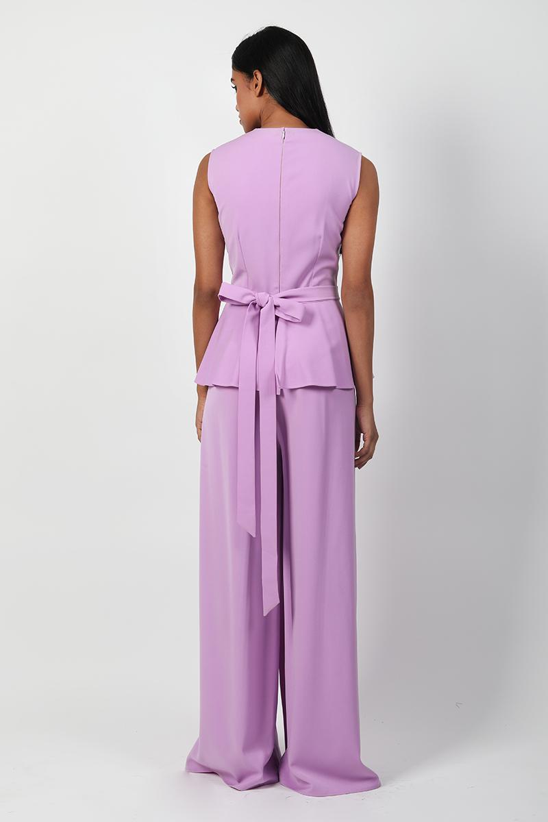 V Neck Asymmetrical Peplum Jumpsuit