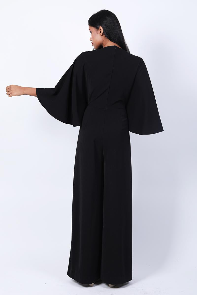 V Neck Overlapping Kaftan Drape Jumpsuit