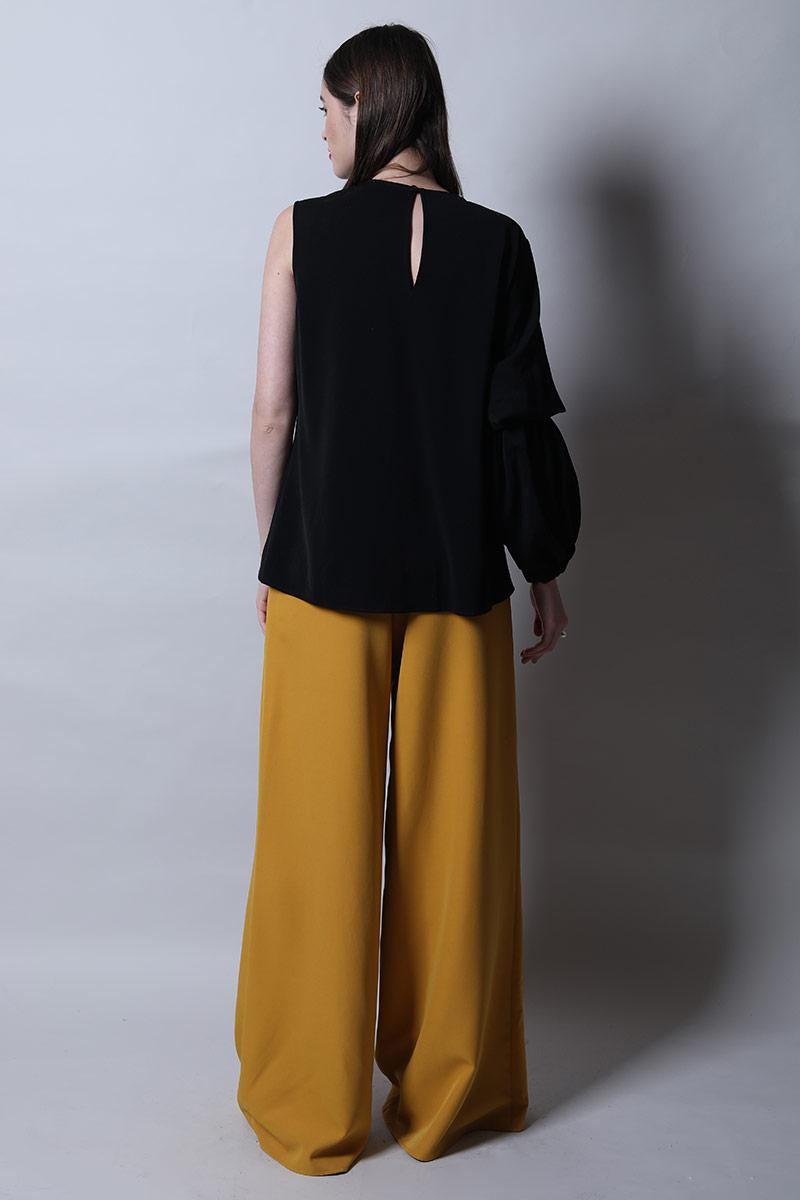 Shift Top With One Side Textured Sleeve