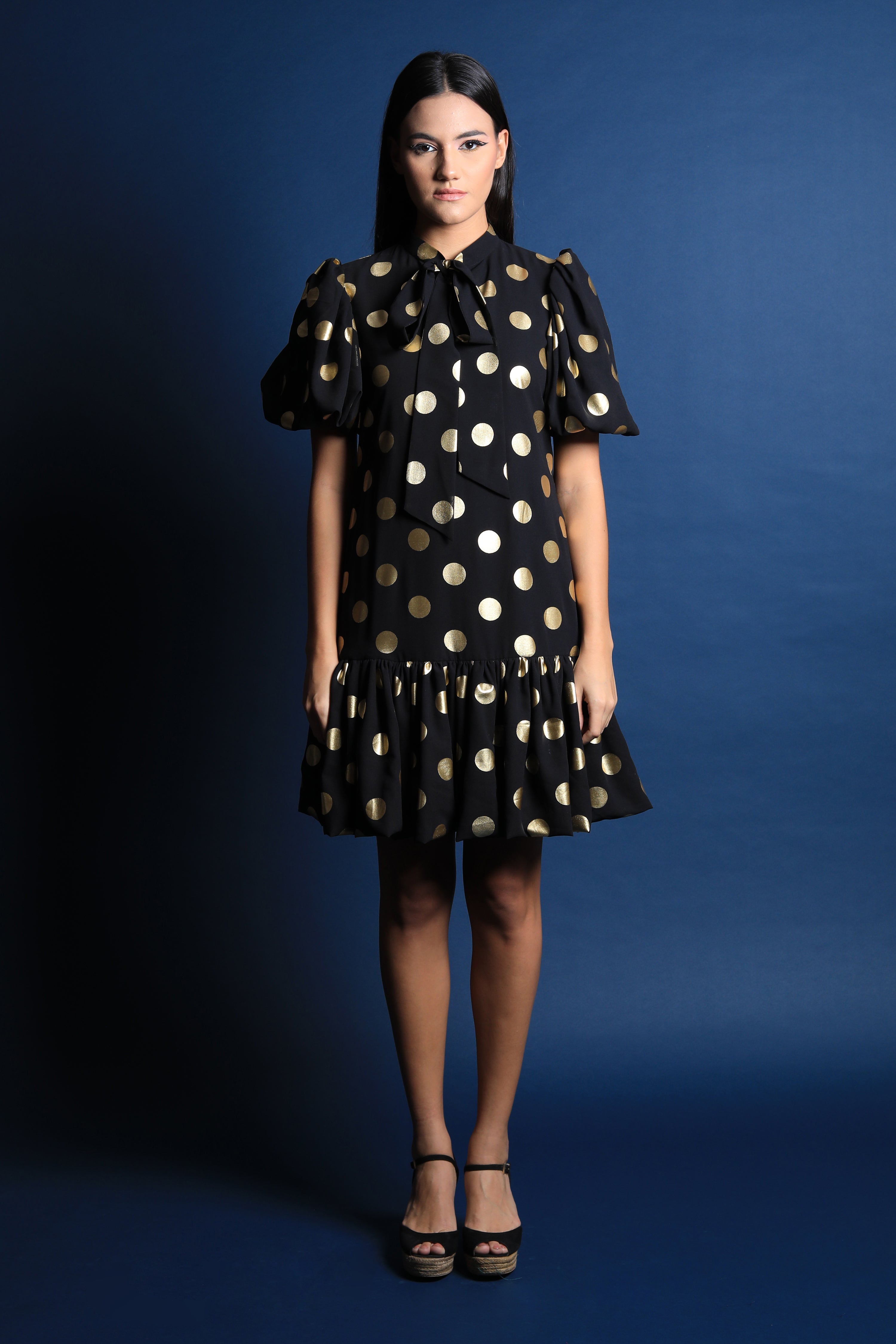 Scarf Collar Shift Dress