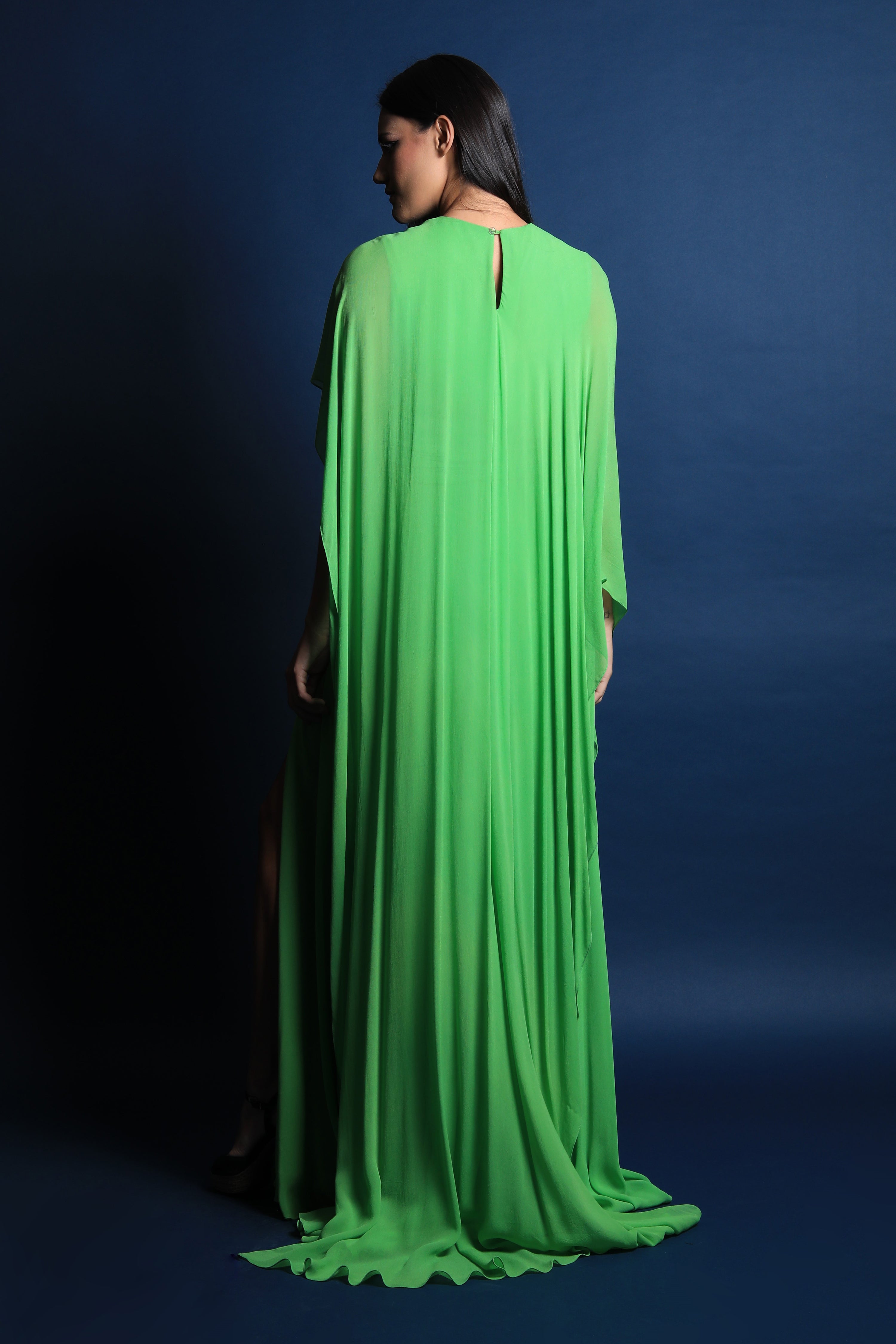 Asymmetric Cape Gown with Slit
