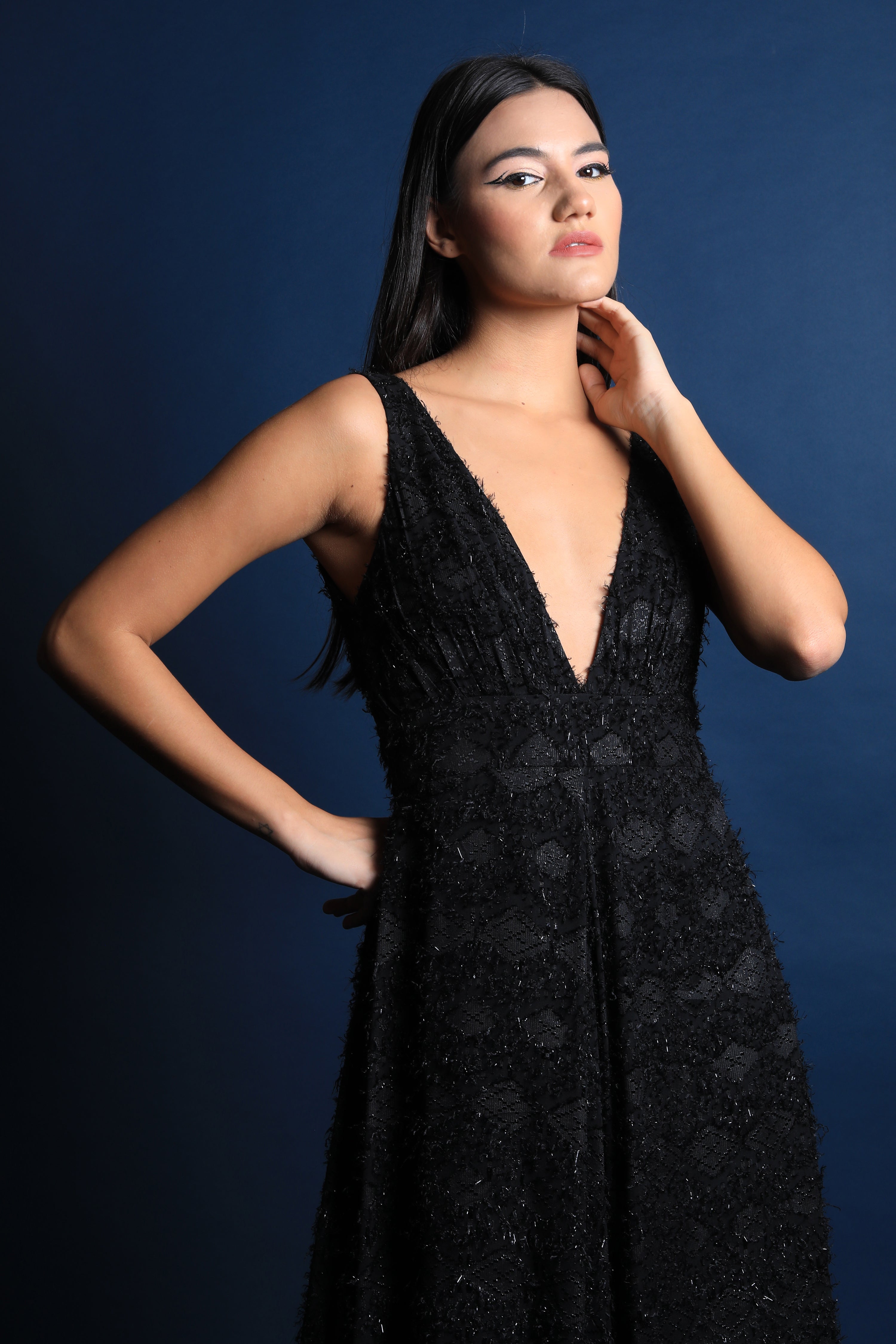 Plunging Neckline Cocktail Gown